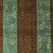 Square Machine Washable Southwestern Turquoise Country Area Rugs, wshabs4168turq