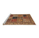 Sideview of Machine Washable Abstract Saffron Red Rug, wshabs4169