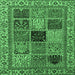 Square Machine Washable Abstract Emerald Green Modern Area Rugs, wshabs4169emgrn