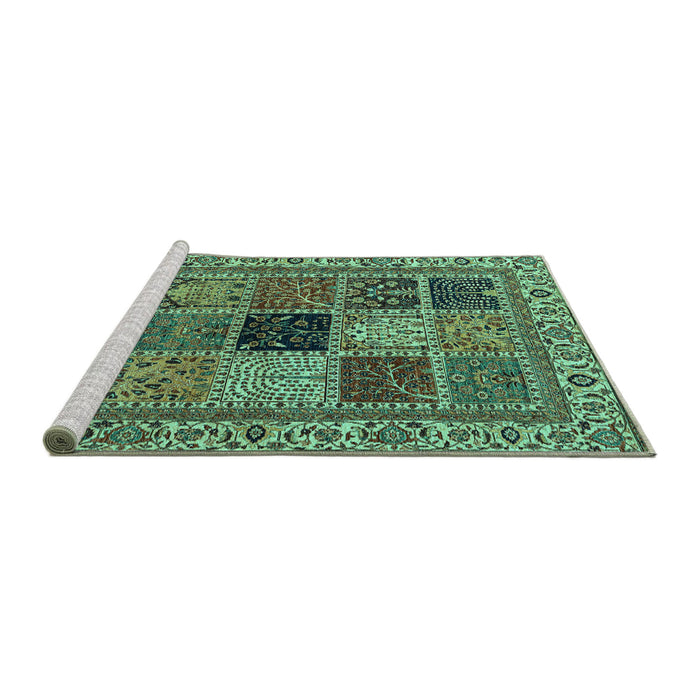 Sideview of Machine Washable Abstract Turquoise Modern Area Rugs, wshabs4169turq