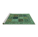 Sideview of Machine Washable Abstract Turquoise Modern Area Rugs, wshabs4169turq