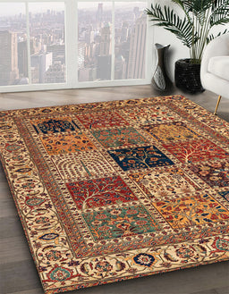 Abstract Saffron Red Modern Rug in Family Room, abs4169