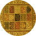 Round Machine Washable Abstract Yellow Modern Rug, wshabs4169yw