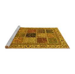 Sideview of Machine Washable Abstract Yellow Modern Rug, wshabs4169yw