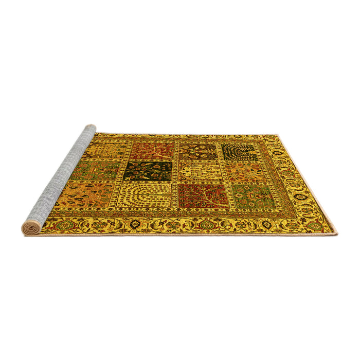 Sideview of Machine Washable Abstract Yellow Modern Rug, wshabs4169yw