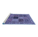 Sideview of Machine Washable Abstract Blue Modern Rug, wshabs4169blu