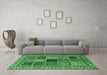 Machine Washable Abstract Emerald Green Modern Area Rugs in a Living Room,, wshabs4169emgrn