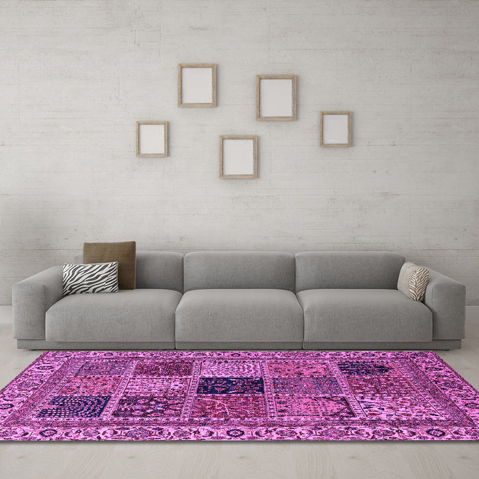 Machine Washable Abstract Purple Modern Area Rugs in a Living Room, wshabs4169pur