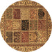 Round Machine Washable Abstract Brown Modern Rug, wshabs4169brn