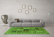 Machine Washable Abstract Green Modern Area Rugs in a Living Room,, wshabs4169grn