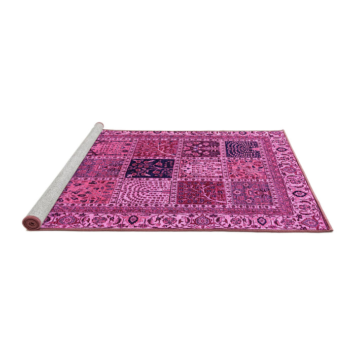 Sideview of Machine Washable Abstract Pink Modern Rug, wshabs4169pnk