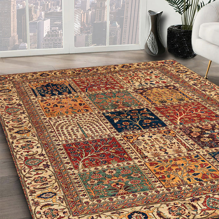 Machine Washable Abstract Saffron Red Rug in a Family Room, wshabs4169