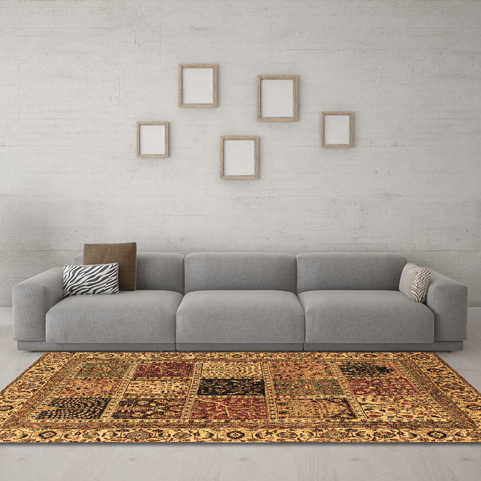Machine Washable Abstract Brown Modern Rug in a Living Room,, wshabs4169brn