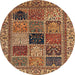 Round Machine Washable Abstract Saffron Red Rug, wshabs4169