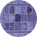 Round Machine Washable Abstract Blue Modern Rug, wshabs4169blu