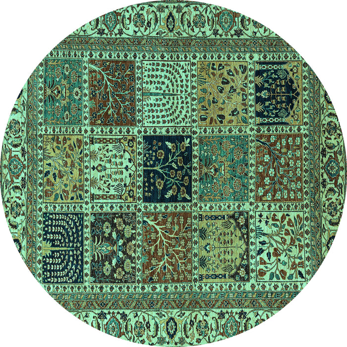 Round Machine Washable Abstract Turquoise Modern Area Rugs, wshabs4169turq