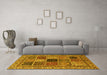 Machine Washable Abstract Yellow Modern Rug in a Living Room, wshabs4169yw