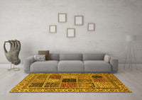 Machine Washable Abstract Yellow Modern Rug, wshabs4169yw