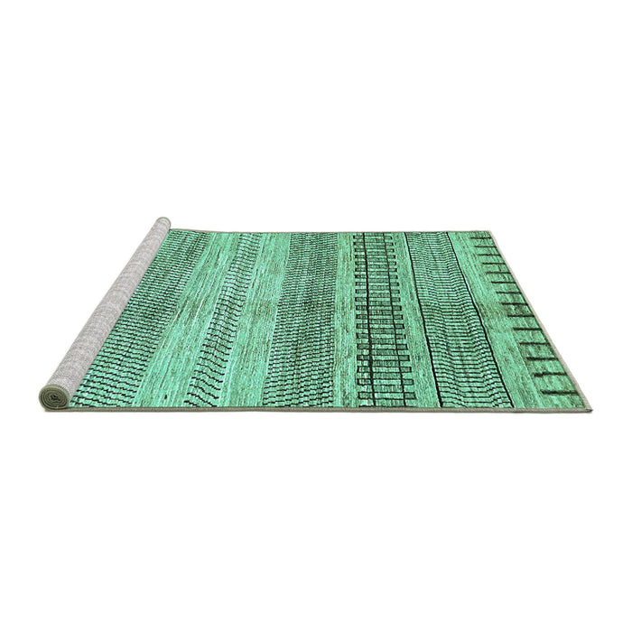 Sideview of Machine Washable Abstract Turquoise Modern Area Rugs, wshabs416turq