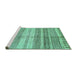 Sideview of Machine Washable Abstract Turquoise Modern Area Rugs, wshabs416turq