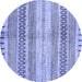 Round Machine Washable Abstract Blue Modern Rug, wshabs416blu