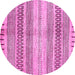 Round Machine Washable Abstract Pink Modern Rug, wshabs416pnk