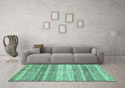 Machine Washable Abstract Turquoise Modern Area Rugs in a Living Room,, wshabs416turq