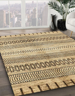 Abstract Brown Gold Modern Rug in Family Room, abs416