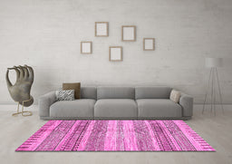 Machine Washable Abstract Pink Modern Rug in a Living Room, wshabs416pnk