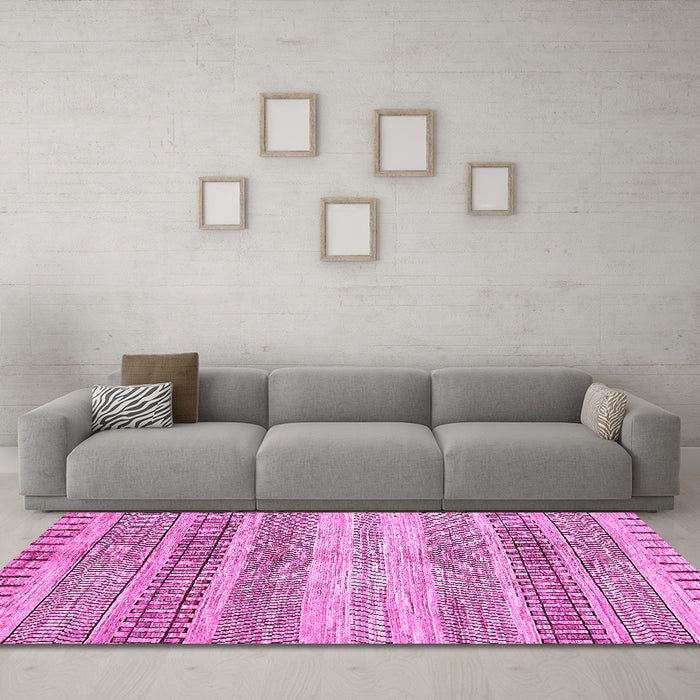 Machine Washable Abstract Pink Modern Rug in a Living Room, wshabs416pnk