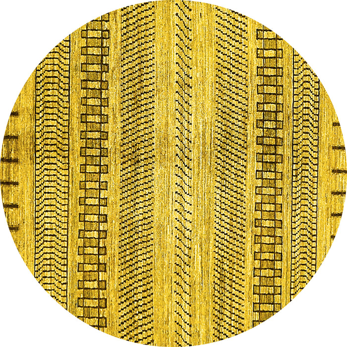 Round Machine Washable Abstract Yellow Modern Rug, wshabs416yw