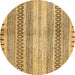 Round Abstract Brown Modern Rug, abs416brn