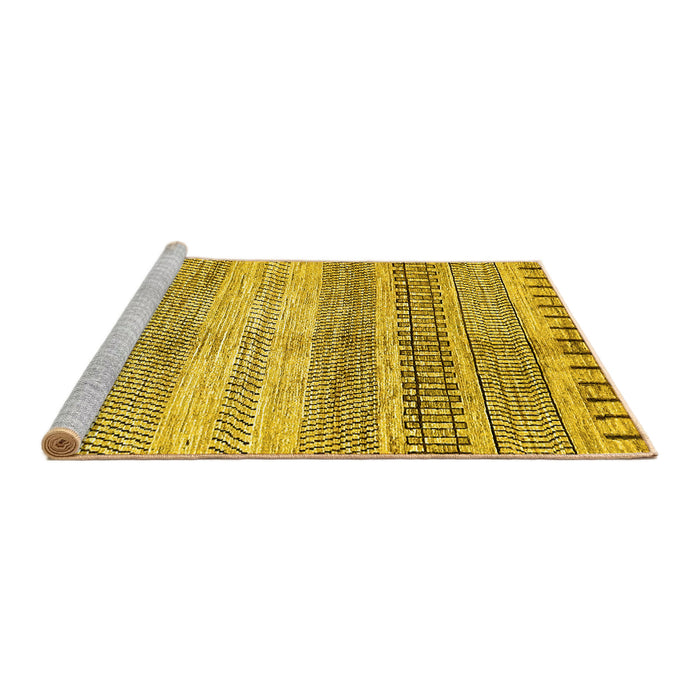 Sideview of Machine Washable Abstract Yellow Modern Rug, wshabs416yw