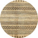 Round Abstract Brown Gold Modern Rug, abs416