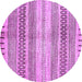 Round Machine Washable Abstract Purple Modern Area Rugs, wshabs416pur