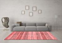 Machine Washable Abstract Red Modern Rug, wshabs416red