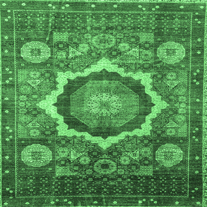 Square Machine Washable Abstract Emerald Green Modern Area Rugs, wshabs4170emgrn