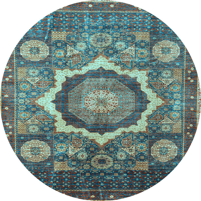 Round Abstract Light Blue Modern Rug, abs4170lblu