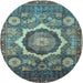 Round Abstract Light Blue Modern Rug, abs4170lblu