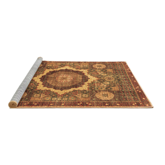 Sideview of Machine Washable Abstract Brown Modern Rug, wshabs4170brn