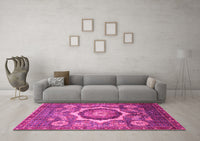 Machine Washable Abstract Pink Modern Rug, wshabs4170pnk