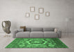 Machine Washable Abstract Emerald Green Modern Area Rugs in a Living Room,, wshabs4170emgrn