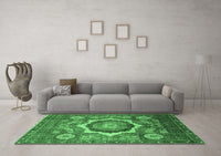 Machine Washable Abstract Emerald Green Modern Rug, wshabs4170emgrn