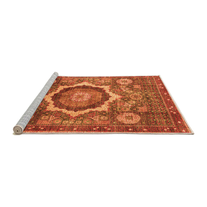 Sideview of Machine Washable Abstract Orange Modern Area Rugs, wshabs4170org