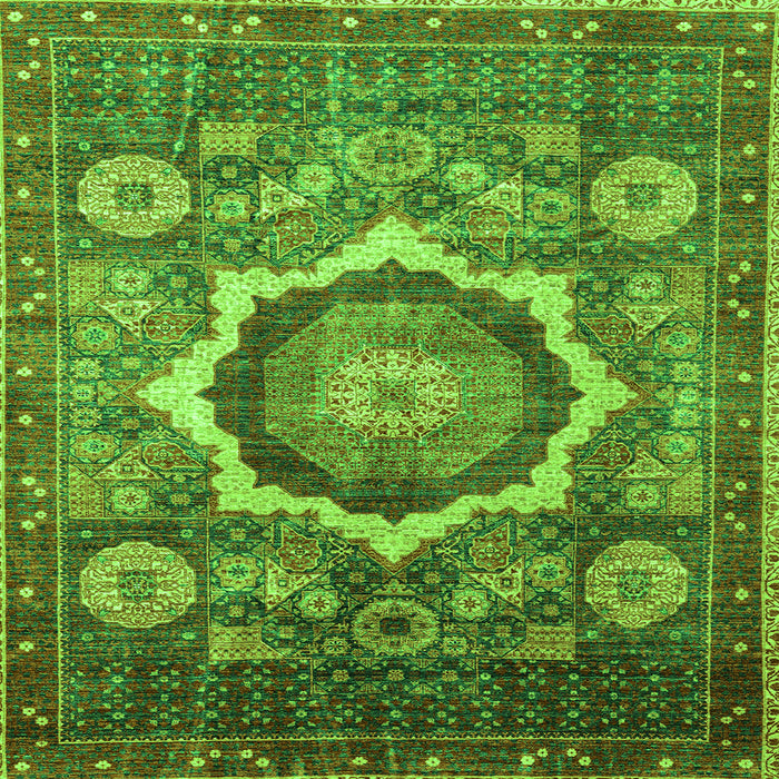 Square Machine Washable Abstract Green Modern Area Rugs, wshabs4170grn