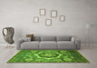 Machine Washable Abstract Green Modern Area Rugs in a Living Room,, wshabs4170grn