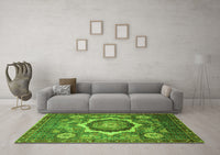 Machine Washable Abstract Green Modern Rug, wshabs4170grn