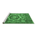 Sideview of Machine Washable Abstract Emerald Green Modern Area Rugs, wshabs4170emgrn