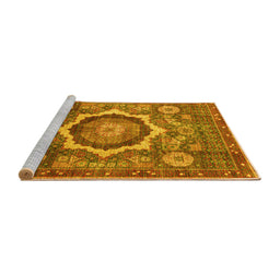 Sideview of Machine Washable Abstract Yellow Modern Rug, wshabs4170yw
