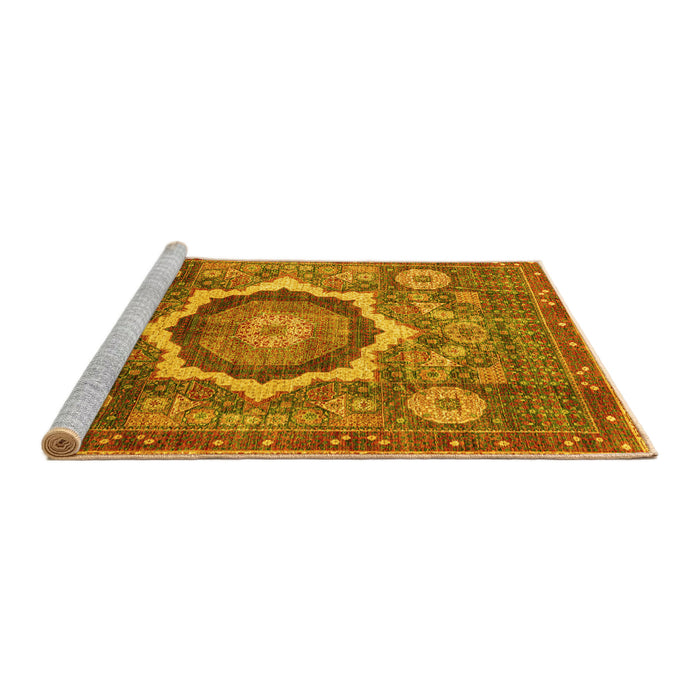 Sideview of Machine Washable Abstract Yellow Modern Rug, wshabs4170yw